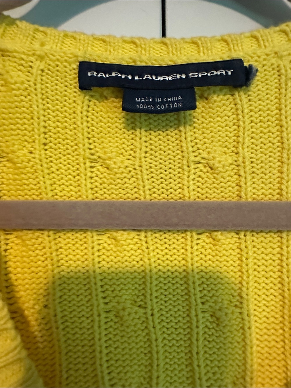 Ralph Lauren Sport vintage yellow Cable knit Cotton Sweater SzM - Picture 3 of 4